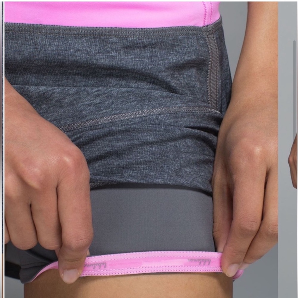 Lululemon Pace Rival Skirt/skort  size 6 Heather Grey and Pink four way stretch - Picture 3 of 14